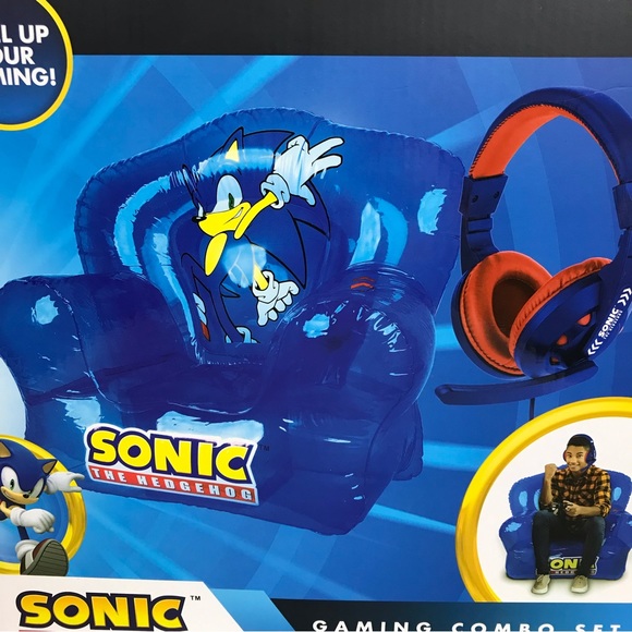 SEGA Sonic The Hedgehog Gaming Combo Set Incudes Blue Inflatable Chair & Headset - Picture 8 of 8